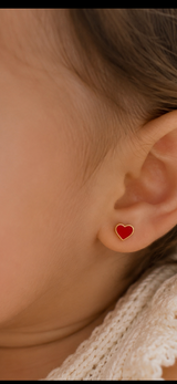 Mini Heart Enamel Earrings