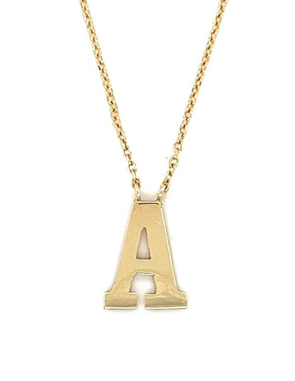 14k Gold Large Initial Necklace