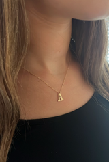 14k Gold Large Initial Necklace