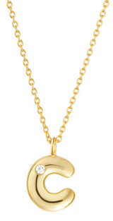Bubble Initial Necklace with Cz
