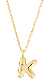 Bubble Initial Necklace with Cz