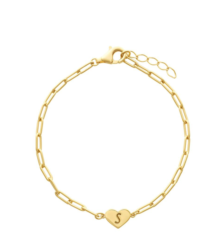 Initial Heart Paperclip Bracelet – Topaz & Ruby