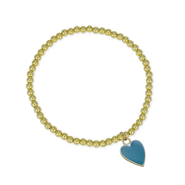 Topaz and Ruby Aqua Heart Charm Bracelet Gold