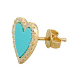 Topaz and Ruby Aqua Heart Stud Gold