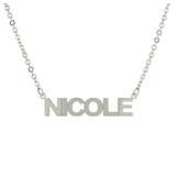 Topaz and Ruby Block Name Necklace Silver