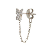 Topaz and Ruby Butterfly Chain Stud Silver