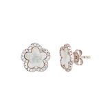 Topaz and Ruby Clover Studs Silver