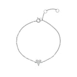Topaz and Ruby Dainty Heart Bracelet Silver
