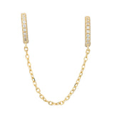 Topaz and Ruby Double Huggy Chain Earrings Gold Front