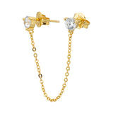 Topaz and Ruby Double Stud Chain Gold