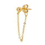 Topaz and Ruby Evil Eye Chain Stud Gold