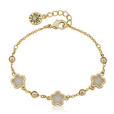 Topaz and Ruby Flower Bracelet White