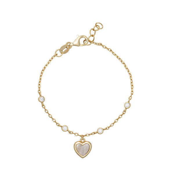 Topaz and Ruby Heart Charm Bracelet Gold