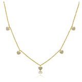 Topaz and Ruby Heart Charm Necklace Gold Zoomed