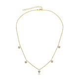 Topaz and Ruby Heart Charm Necklace Gold