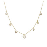 Topaz and Ruby Heart Choker Gold