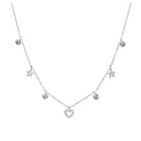 Topaz and Ruby Heart Choker Necklace Silver