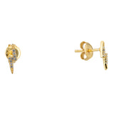 Topaz and Ruby Lightning Bolt Studs Gold