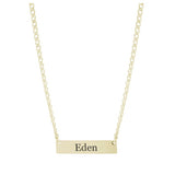 Topaz and Ruby Nameplate Necklace Gold