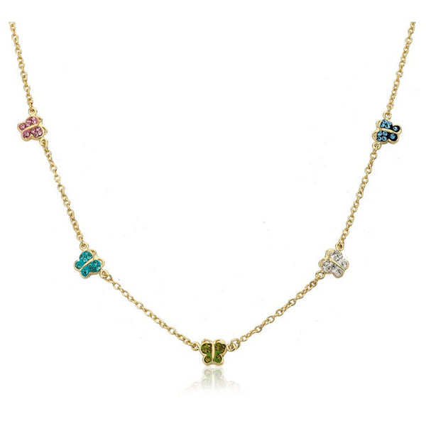 Topaz and Ruby Rainbow Butterfly Necklace