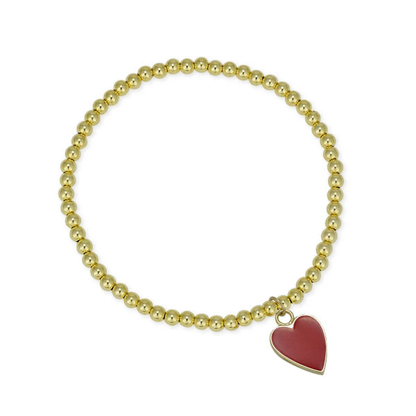 Topaz and Ruby Red Heart Charm Bracelet Gold