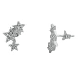 Topaz and Ruby Star Crawler Stud Silver