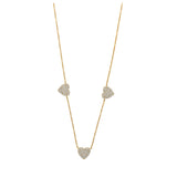 Topaz and Ruby Triple Heart Necklace Gold