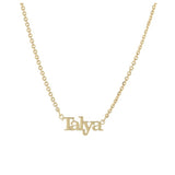 Topaz and Ruby Typewriter Name Necklace Gold