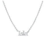 Topaz and Ruby Typewriter Name Necklace Silver