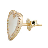 Topaz and Ruby White Heart Stud Gold