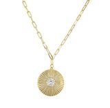Large Disc Pendant with Solitaire Necklace