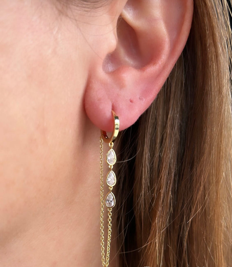 Floating CZ Drop Chain Earrings