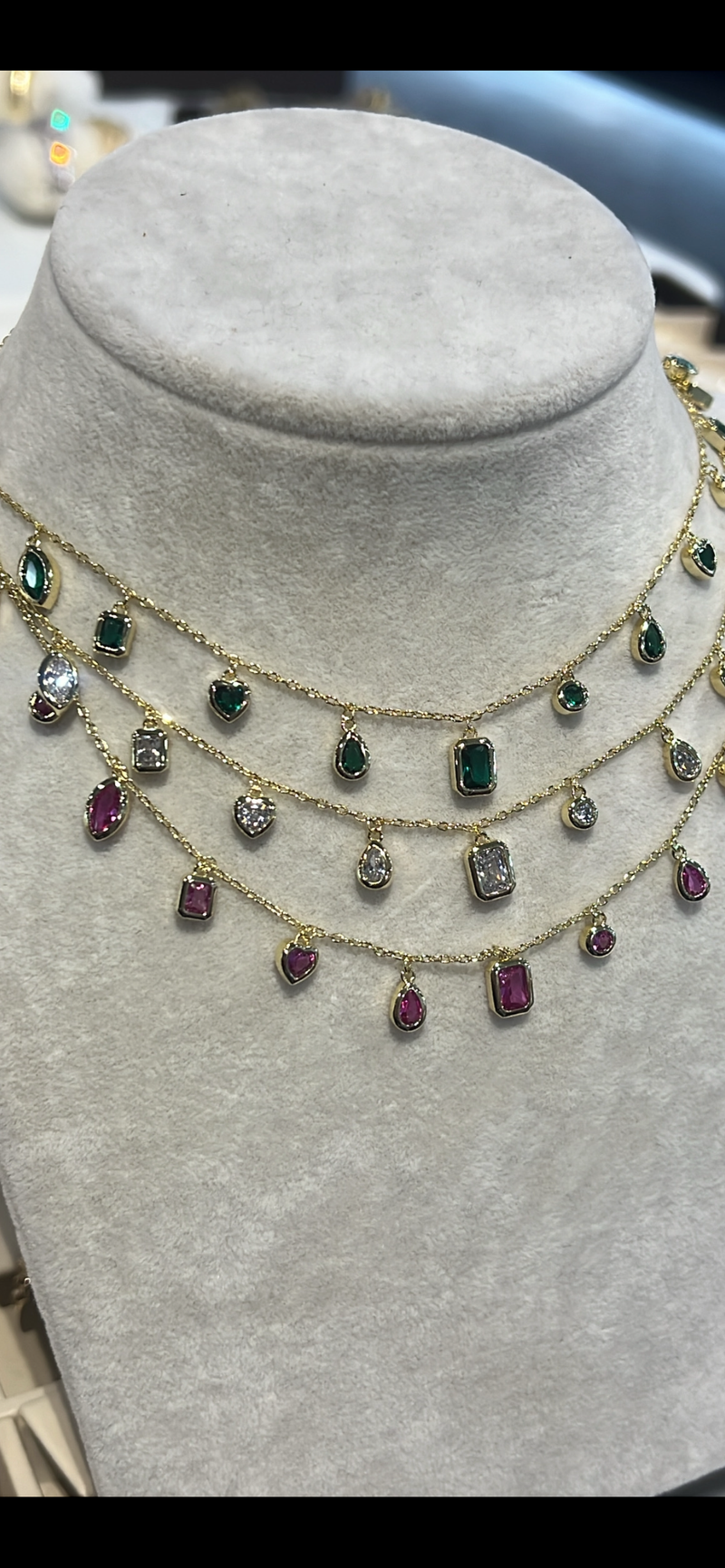 Colorful CZ Bezel Shaker Necklace