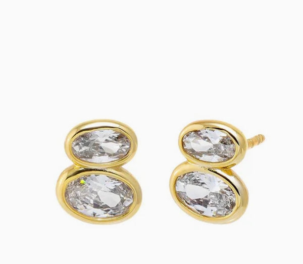 Bezel Double Oval Stud Earring