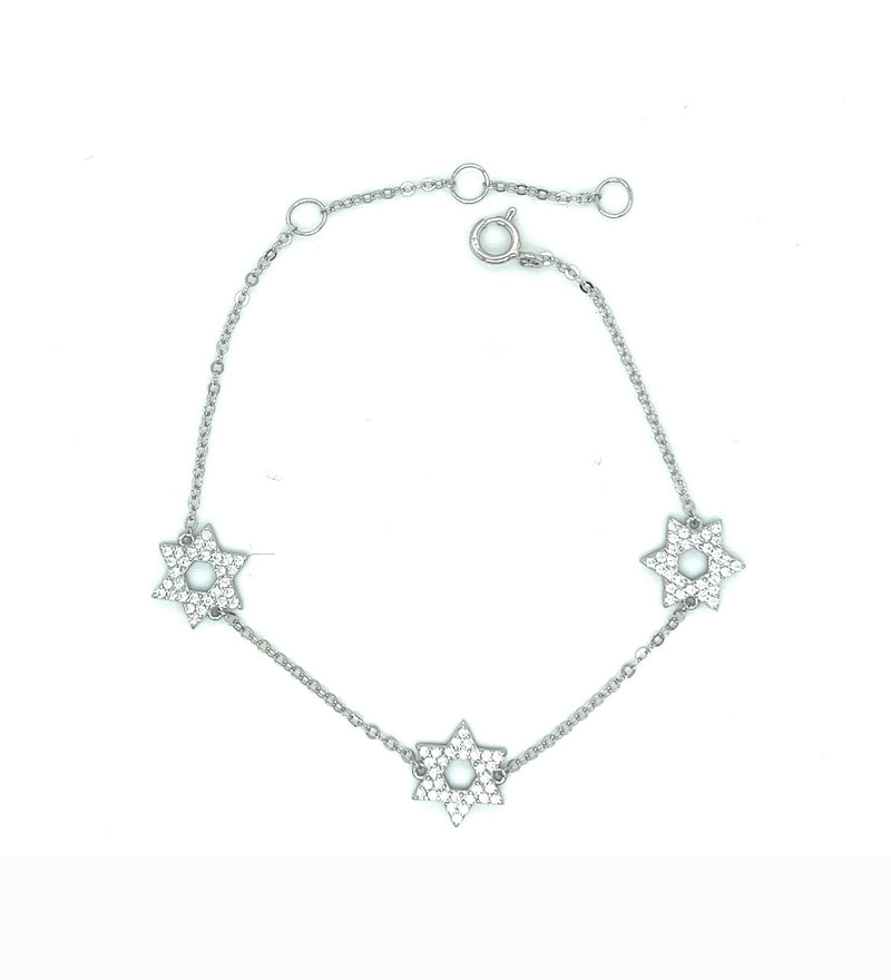 Triple Mini Star Of David Bracelet