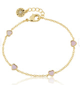 14K Gold Plated 5mm Heart Station Chain Bracelet
