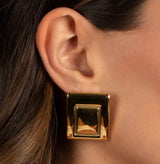 Solid Framed Rectangle Stud Earrings