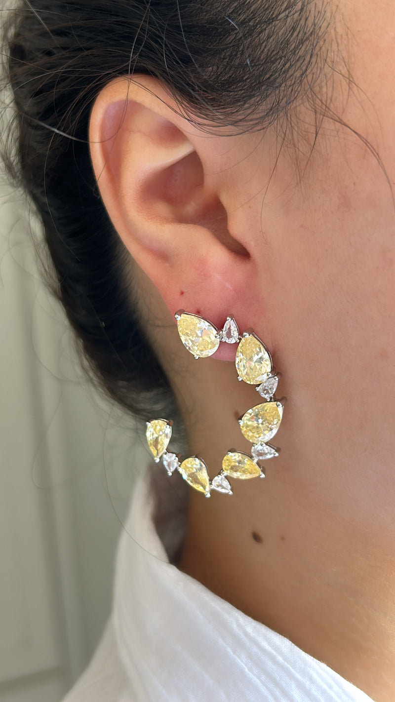 Yellow Diamond Statement Earrings