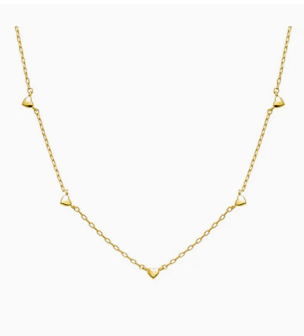 Solid Five Heart Charm Necklace