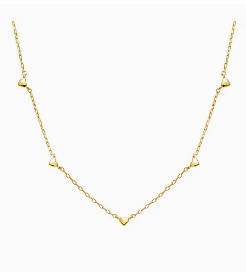 Solid Five Heart Charm Necklace