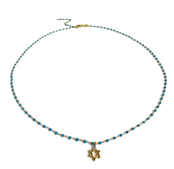 Color Mini Beads David Star Necklace