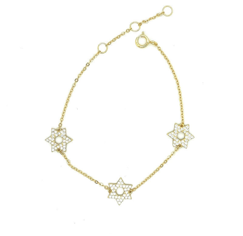 Triple Mini Star Of David Bracelet