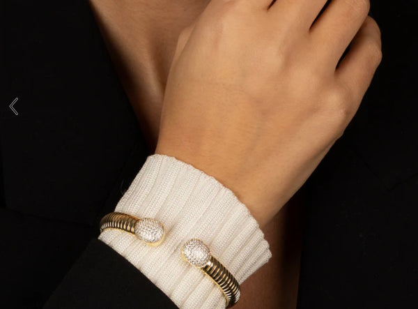 Pave Rounded Claw Snake Bangle Bracelet