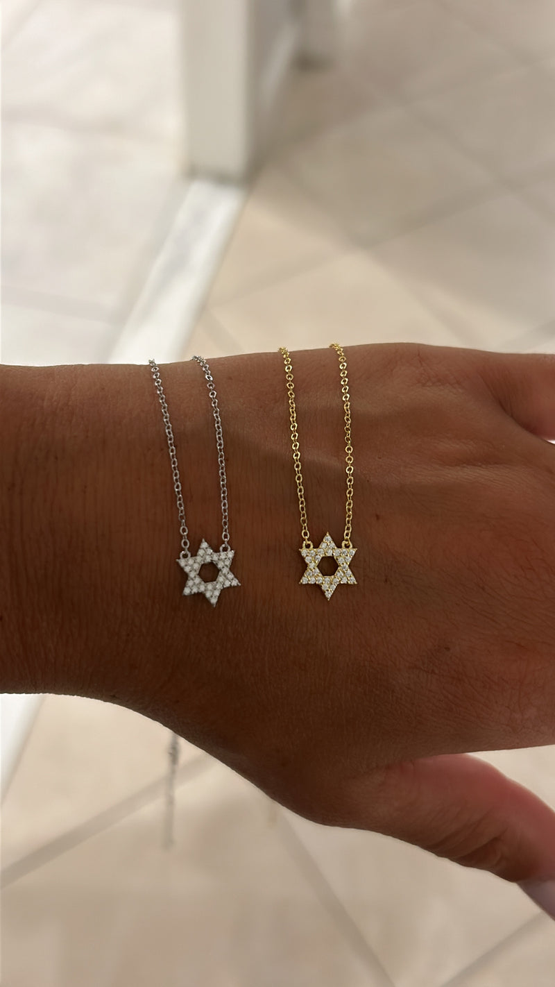 Mini Pave Star of David Necklace