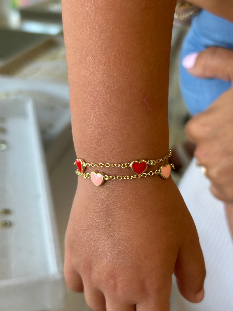 Red enameled Heart Bracelet
