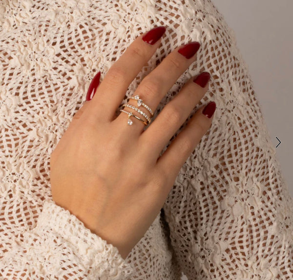 Solitaire & Teardrop Ring Combo Set