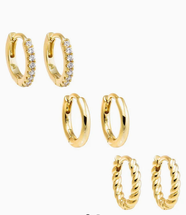 The Necessities Huggie Earrings Combo Set