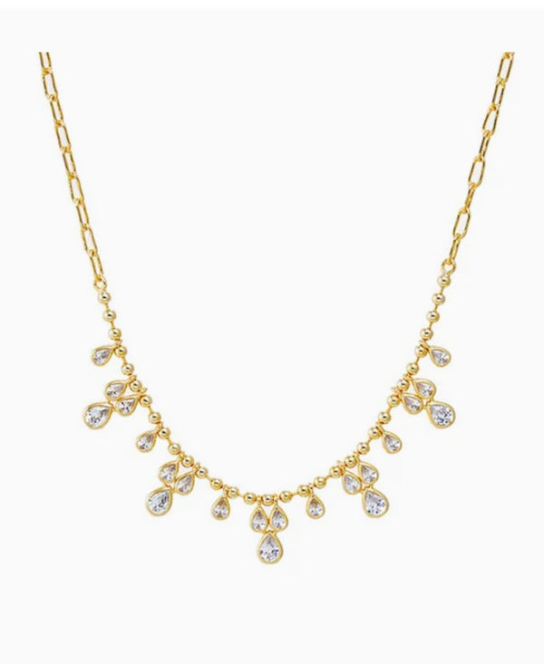 Multi CZ Bezel Accented Link Necklace