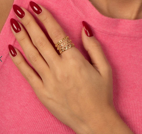 Solid Link Band Rings Combo Set