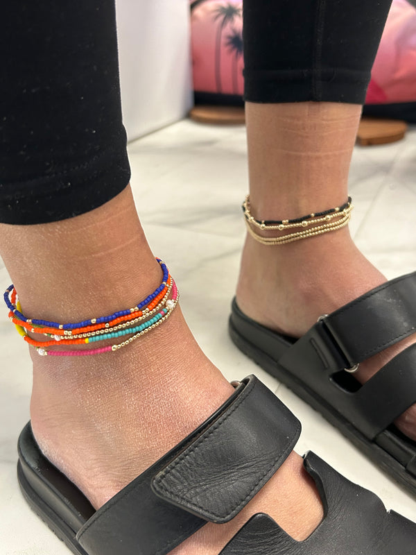 Multi Color Gold Ball Anklet